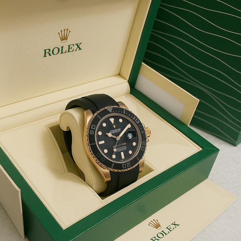 Rolex Submariner Black Silicon Strap – Black & Gold Dial - Image 2